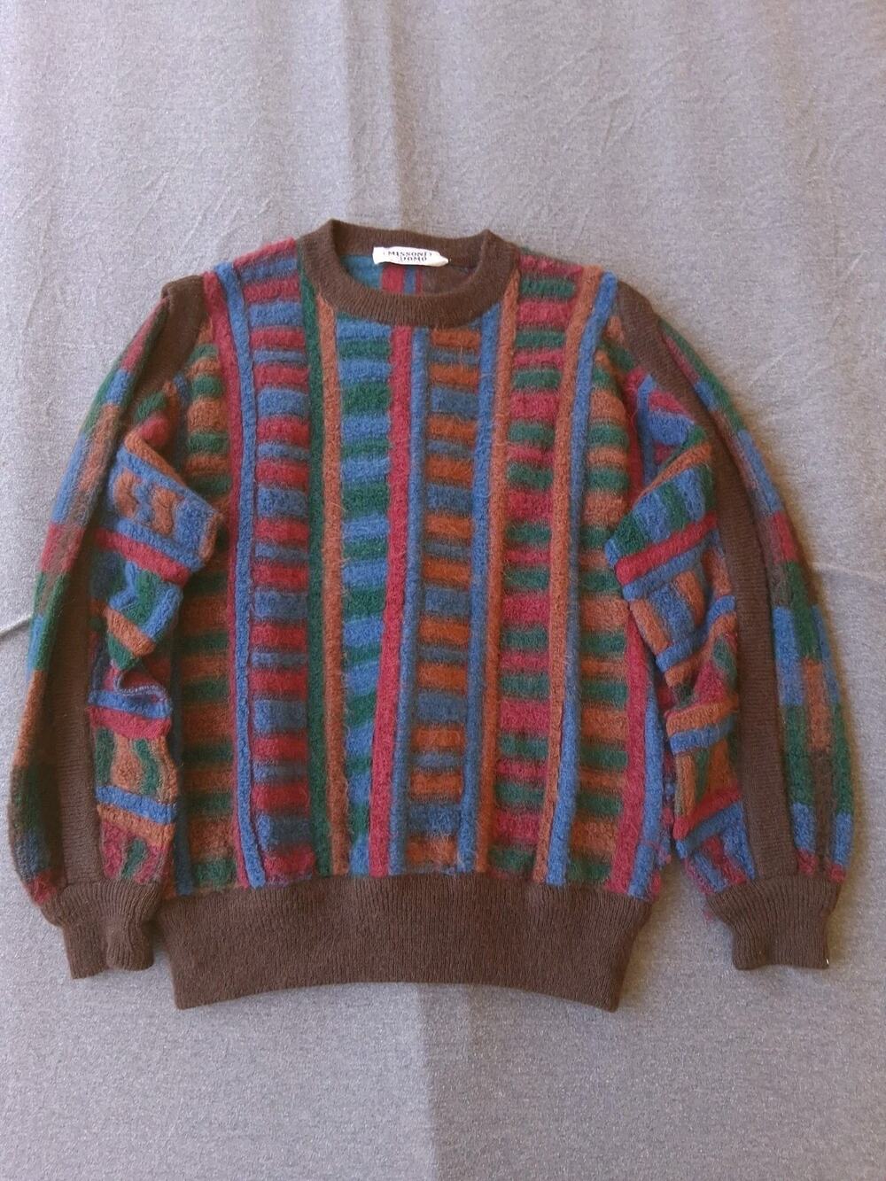 Vintage Missoni Uomo Italy Mohair Blend Multicolor Stripe Sweater W/...